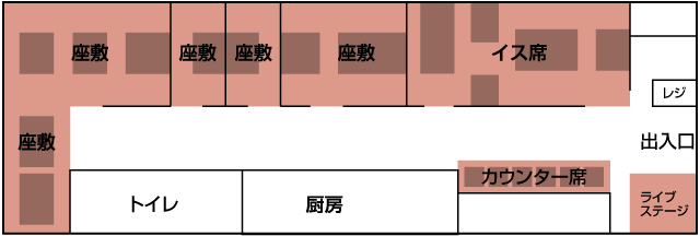 「創作沖縄料理 二幸」店内見取り図